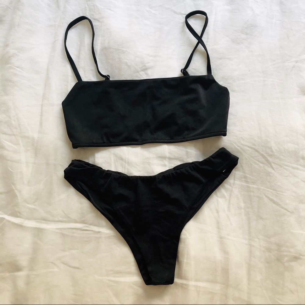Black bikini top and bottom